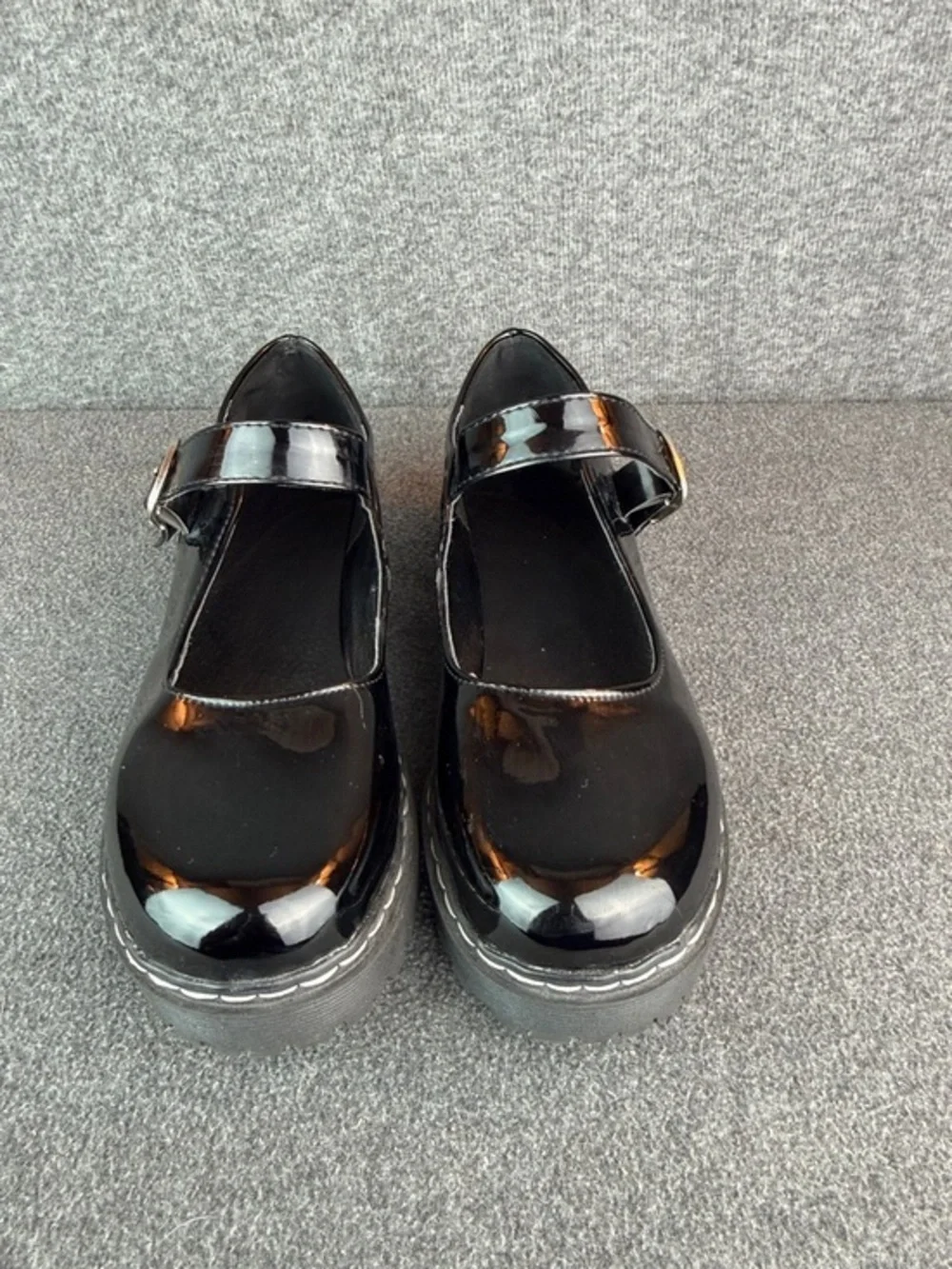 Vegan Patent Leather Mary Jane Platform Flats -‎ Black Size o|EU40